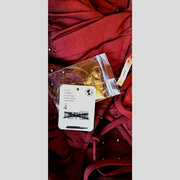 New FREE PEOPLE Western Romance Mini Dress $448 SIZE 4 Red - Picture 7 of 7